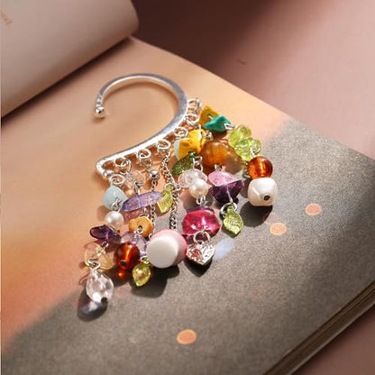 Elf Ear Cuff Colorful Tassel Single Left Non Piercing Earring for Women
