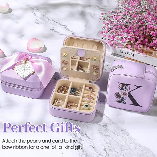AYGXU Travel Jewelry Box for Women and Girls - Small Case With Initial A-Z - Teacher Gifts - color: purple, size: K