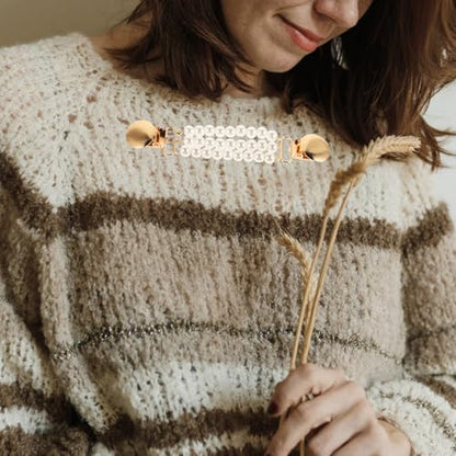 LIFKOME 2 Pcs Retro Faux Pearl Sweater Clips Cardigan Brooch Pins Women’s Shawl Clips Clothing Cinch Pins for Dress and Scarf Decoration