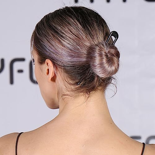 HYFEEL French Hair Pins Metal Hair Forks U Shaped Long Chignon 2 Prong Sticks for Women Hair Accessories (Black, Gold, Silver) 3Pcs - color: Black, Gold, Silver - 3 Pieces