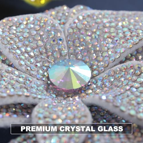3.74 Inches Rhinestone Camellia Flower Brooch Pins & Hair Clips for Women Elegant Created Crystal Lapel Pin Brooches Wedding Party - color: Multicolor Pack