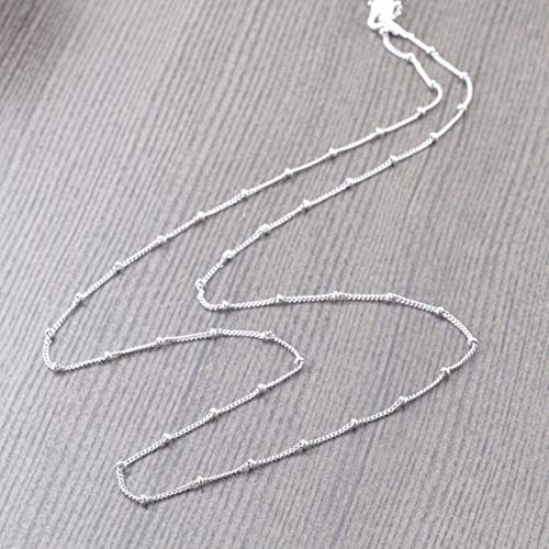 Wholesale 12PCS Silver Plated Brass Curb Chain Satellite Beaded Chains | Bulk for Jewelry Making (20 Inch(1.5mm)) - color: Silver, size: 20 inch-1.5mm