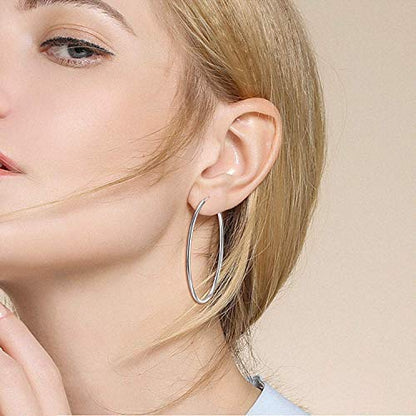 VONALA 925 Sterling Silver Circle Endless Hoop Earrings - Jewellery for Women - size: 65mm