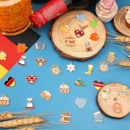 MARFOREVER 40Pcs/20 Pairs Oktoberfest Charms for Jewelry Making | Beer Theme Festival Charm, German Beer Mug Pretzel Dangle Charms, for Bracelet Necklace Earrings Making Accessories DIY Craft - style: Oktoberfest