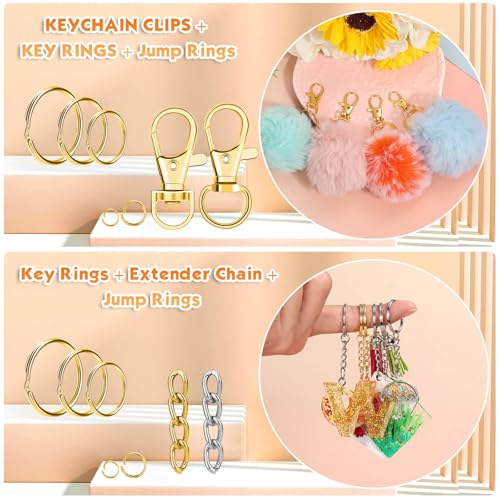PAXCOO Keychain Making Kit, Keychain Craft Supplies Including Key Chain Hooks, Lobster Clasps, Key Rings and Jump Rings for Key Chain Making and Jewelry Making