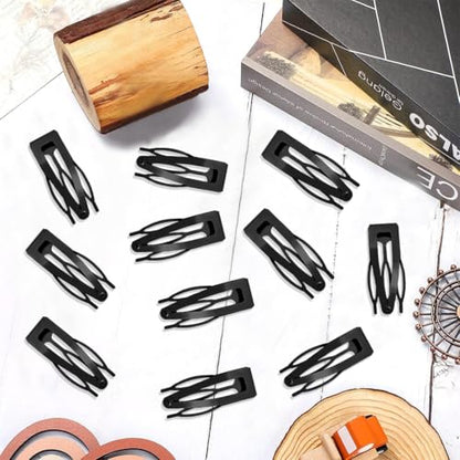 20 Pcs Snap Hair Clips for Women Snap Hair Barrettes Double Grip Hair Clips 3 Prong Clips for Hair Barrettes for Women Girls (Black) - color: Black