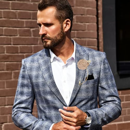 Gold Lapel Pin for Men, Gold Foil Brooch Men's White Flower Satin Lapel Pin with Metal Chain for Suits Professional Tuxedo Groom Wedding Brooch - color: Champagne