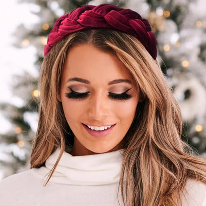DRESHOW Velvet Braided Headband Women Hair Hoop Elastic Hair Bands Fashion Headbands for Women - color: 1 Pc Velvet Hair Hoop: Burgundy
