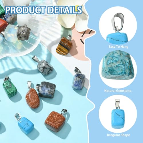 DanLingJewelry 24pcs Irregular Nugget Shaped Chakra Random Stone Pendants Healing Crystal Gemstone Charms for Jewelry Making Supplies DIY - color: 24pcs - Irregular Ⅰ