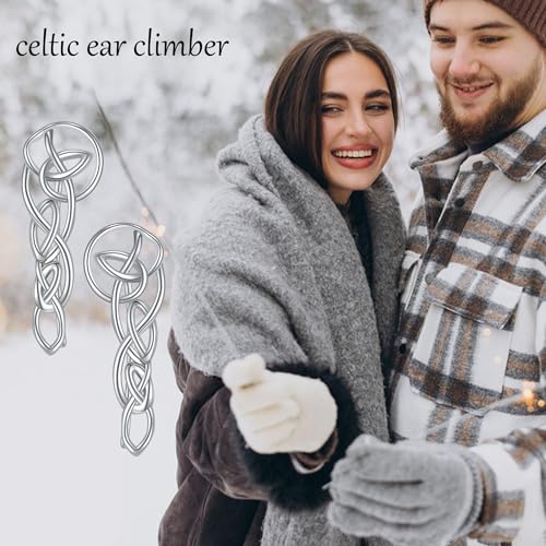 Ear Climbers Earrings for Women Sterling Silver Vintage Ear Crawler Earrings Jewelry Gifts for Women - style: Celtic Knot