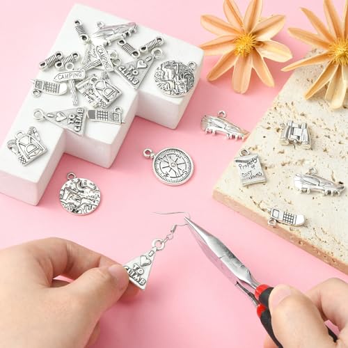 LiQunSweet 50 Pcs 10 Styles Camping Climb Mountain Climbing Boot Charms Hiking Bag Charms for Jewelry Making DIY Craft - color: Mountain Climbing Charm_10 Styles
