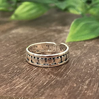 Gem Avenue 925 Sterling Silver Toe Rings Collections – Beach, Celtic, Heart, Dolphin, Flower & More Designs for Women – Elegant Adjustable Summer Jewelry - style: Style 7