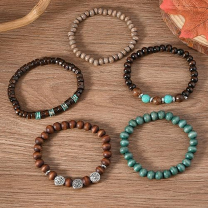 Long tiantian Boho Bracelets for Women Stackable Wooden Bracelet Western Beaded Bracelet Stack Boho Fashion Trendy Jewelry Gifts - color: A3:boho bracelets