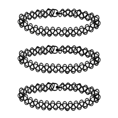 3PCS Black Tattoo Choker Necklace Rainbow Tattoo Chokers Gothic 90s Choker Necklace Purple Tattoo Choker and Pink Chokers 2000s Y2K Multicolour Collar Adjustable Stretchy Elastic Necklace Jewelry Gift for Women - color: 3PCS Black