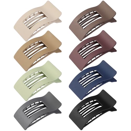 8 Pcs Large Flat Hair Clips for Women, Non-slip Big Square Matte Hair Claw Clips - color: Flat Square