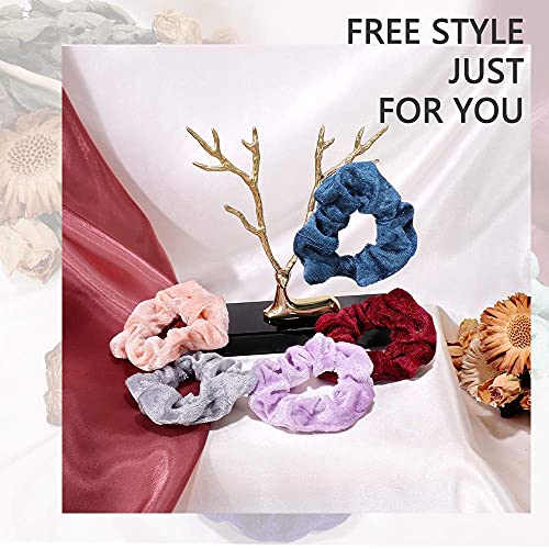 75 Pcs Velvet Hair Scrunchies Hair Bands for Women or Girls | Elastic Soft Ponytail Holder Hair Ties for Birthday, Party, Thanksgiving, Christmas - size: 1 Count (Pack of 75)