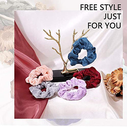 75 Pcs Velvet Hair Scrunchies Hair Bands for Women or Girls | Elastic Soft Ponytail Holder Hair Ties for Birthday, Party, Thanksgiving, Christmas - size: 1 Count (Pack of 75)