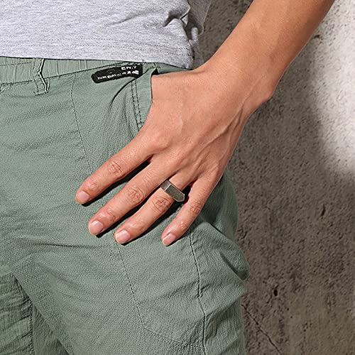 MYNENEY Stainless Steel Square Shape Signet for Men Statement Ring - color: Arrow Retro