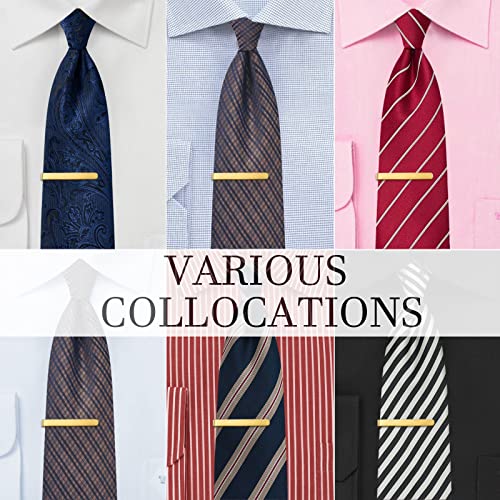 2.2/2.5 Inch Tie Clips for Men in Gift Box, Tie Bar Clip Set for Mens Regular Tie or Traditional Tie, Birthday Anniversary Christmas Gift - size: 2.5 Inch, style: 4PCS-Gold Brushed
