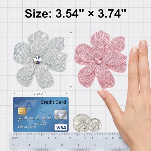 3.74 Inches Rhinestone Camellia Flower Brooch Pins & Hair Clips for Women Elegant Created Crystal Lapel Pin Brooches Wedding Party - color: Multicolor Pack