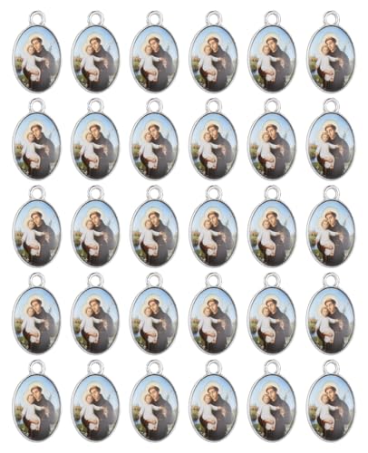 Saint Therese of Lisieux/Saint Mother Teresa of Calcutta/Divine Mercy Jesus/Mater Dolorosa Patron Saint Medal Charm Pendant for DIY Rosary Necklace Bracelet Jewelry Making Part - color: 30pcs-Enamel Saint.Joseph