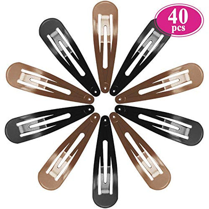 Women Hair Clips, Funtopia 40 Pcs 7cm/2.8 Inch Long No Slip Metal Hair Clip | Large Snap Hair Clips Barrettes Hairpins for Thick Hair (Brown, Black) - color: b.Black&Brown