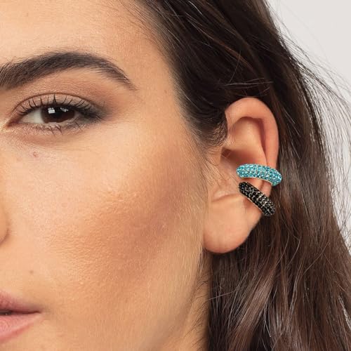 Joez Wonderful 5pcs Chunky Ear Cuff for Women, 0.8in, 5 Colors | Metal, with Rhinestone, Hypoallergenic, Non Piercing, Round, Huggie Clip on Cartilage Earrings, for Diy Accessories, Birthday