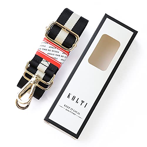 Kolti Purse Strap Replacement Crossbody Handbag Stripe Wide Adjustable - color: Gold Buckle-24
