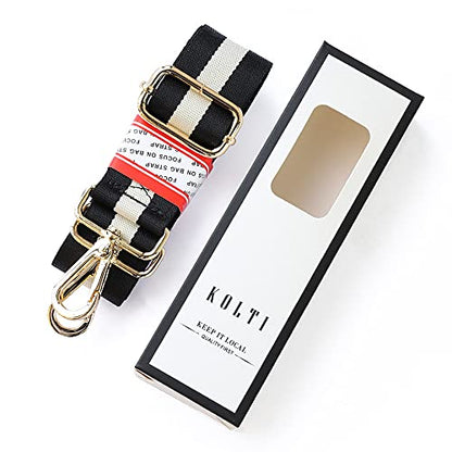 Kolti Purse Strap Replacement Crossbody Handbag Stripe Wide Adjustable - color: Gold Buckle-24