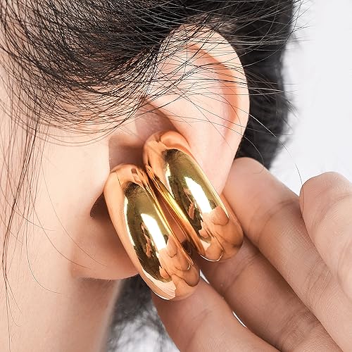 Chunky Ear Cuff Earrings for Women Non Piercing Ear Clip Earrings 14K Gold Ear Cuff and Silver Ear Cuffs Set