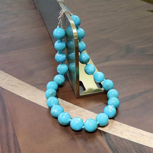 JNF Chunky Beaded Necklaces Women Large Big Ball Bead Choker Necklace Bold Statement Beads jewelry Gift - color: turquoise bead