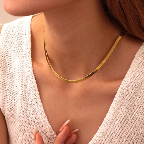 18K Gold Plated Necklace Bracelet Set Womens Stackable Adjustable Stainless Steel Minimalist Modern Everyday Jewelry Gift Gold and Silver - style: 3 Pcs Gold Necklaces