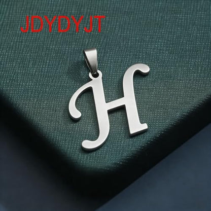 Stainless Steel Initial Letter Connector Charms Alphabet Pendant Diy Craft for Jewelry Making Necklaces Bracelets Keychain - color: Stainless Steel H