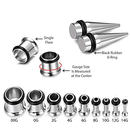 36pcs Ear Stretching Kit 14G-00G Surgical Steel Tapers Tunnels Gauges Set for Starter Women and Men Expanders Body Piercing Jewelry - color: Rose Goldtone…