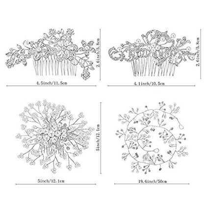 Maitys 44 Pieces Wedding Hair Accessories Faux Pearl Crystal Comb Clips U-shaped Flower Rhinestone Silver Pearl Hair Pieces for Prom Bride Bridesmaid (Classic Style) - style: Classic Style