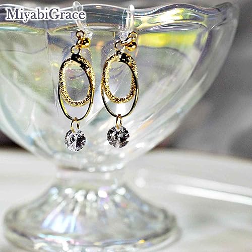 Drop Cubic Zirconia Invisible Clip On Earrings for Women Not Pierced Gold Teardrop Sqaure CZ Crystal Dangle Gold Silver Comfortable Clip On Earrings Bridal Wedding Prom - color: Oval Gold