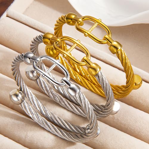 Gold Bracelets for Men Friendship Love Bangle Bracelets Adjustable Stainless Steel Cuff Bracelet Jewelry Birthday Gifts for Mens Womens
