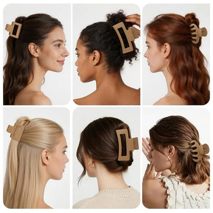 Small Medium Claw Clips for Women, 3 Styles Hair Clips for Thick and Thin Hair, Non-slip Strong Hold, 12 Pcs (Kahki) - color: Kahki
