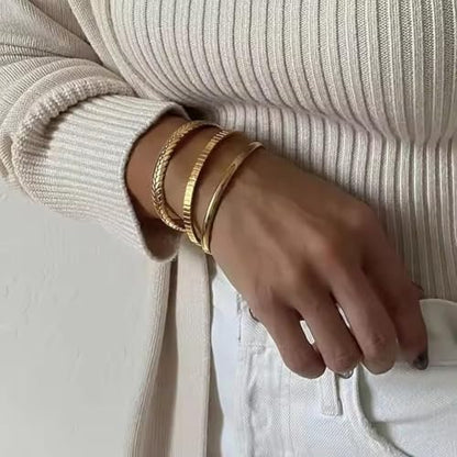 PERNNLA PEARL Dainty Gold Bar Bracelet for Women Simple Delicate Thin Cuff Bangle Hook Bracelet 18K Gold Plated Handmade Minimalist Jewelry - color: 32.Ear of Wheat