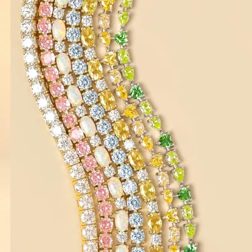 FANCIME Glamour Radiance Sterling Silver Birthstone Tennis Bracelets 7" | Charm Fine Jewelry Birthday Gifts for Women - color: Citrine