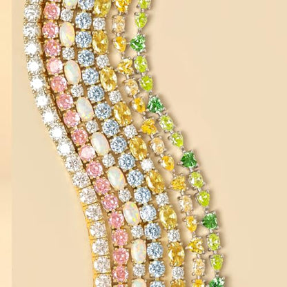 FANCIME Glamour Radiance Sterling Silver Birthstone Tennis Bracelets 7" | Charm Fine Jewelry Birthday Gifts for Women - color: Citrine