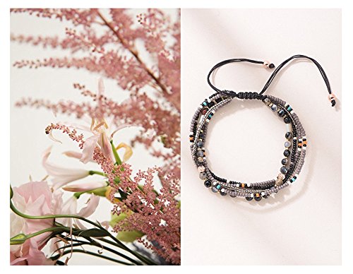 Handmade Adjustable Wrap Bracelet Bohemian String Braided Beads Anklets Gifts for Women - color: B