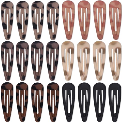 Teenitor Hair Barrettes Matte Snap Hair Clips, 24Pcs Hair Barrettes For Women Girls, 2 Inch 6 Colors