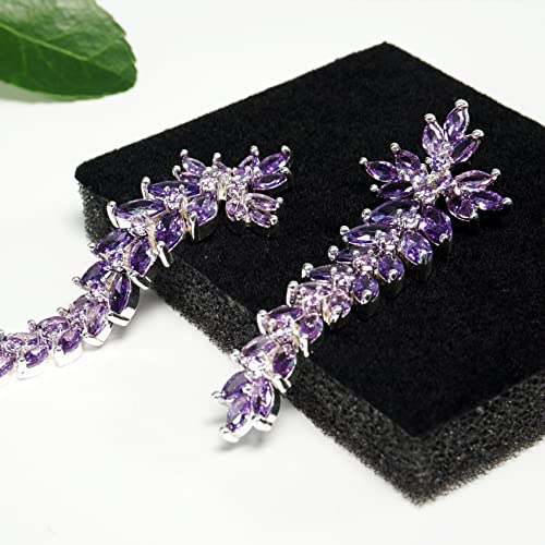 Earrings Holy Stud Earrings for Girls/Women, Sliver Gold Wedding Earrings for Bridesmaids - color: Long Floral|Silver