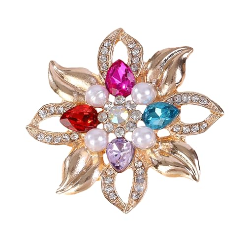 ATHHZ Pearl Flower Brooches and Pins for Women Suit Dress Decorative Gold Brooch - color: Multicolor C