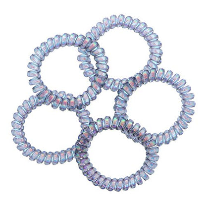 Irridescent Coil Pony Holders - Set Of 5-Grey - color: Grey