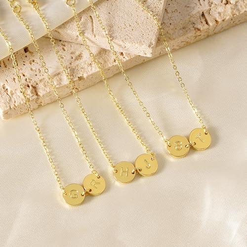 Initial Bracelets for Women Girls Trendy, Dainty 14K Gold Plated 2 Initial A-Z Disc Stacked Layered Bracelet Set Personalized Friendship Birthday Gifts Jewelry for Daugther Girls - color: BD