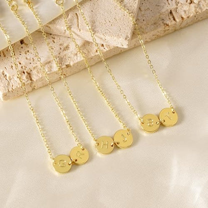 Initial Bracelets for Women Girls Trendy, Dainty 14K Gold Plated 2 Initial A-Z Disc Stacked Layered Bracelet Set Personalized Friendship Birthday Gifts Jewelry for Daugther Girls - color: DD