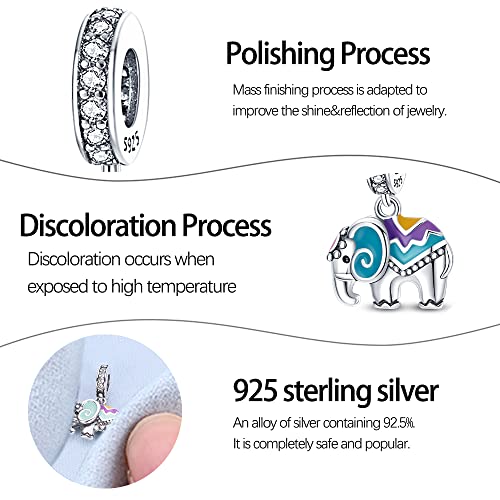 Pandach Animal Charm Bead fits Charms Bracelets for Woman-925 Sterling Silver Dangle Pendant Bead,Jewelry Beads Gifts for Women Bracelet&Necklace - style: Elephant Colorful Charms