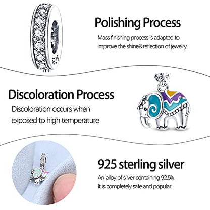 Pandach Animal Charm Bead fits Charms Bracelets for Woman-925 Sterling Silver Dangle Pendant Bead,Jewelry Beads Gifts for Women Bracelet&Necklace - style: Elephant Colorful Charms